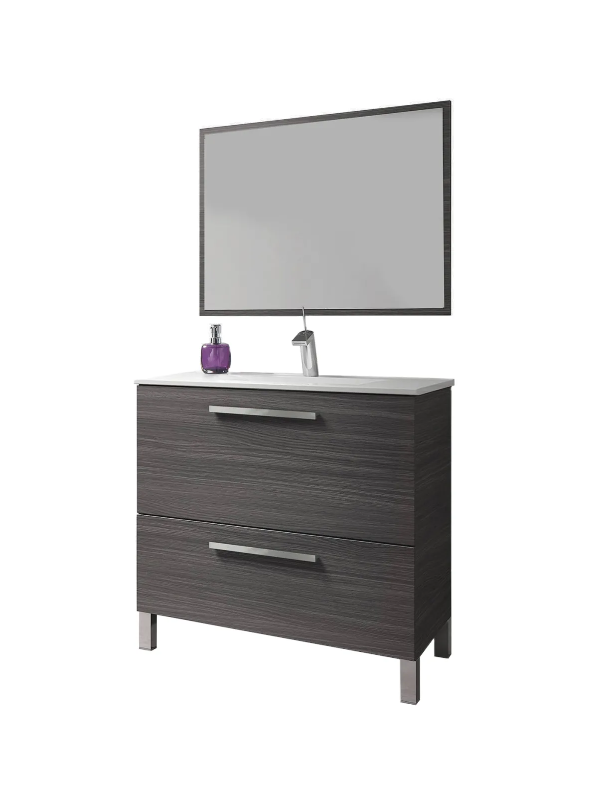 Bagno > Dmora Mobile bagno 2 cassetti 80x80x45h cm - Abel Grigio Cenere