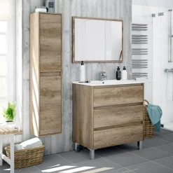 Mobile bagno 3 cassetti 80x86x45h cm quercia - Albachiara