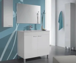Mobile bagno classico con specchio 2 ante 80x80x45h cm bianco - Alakin
