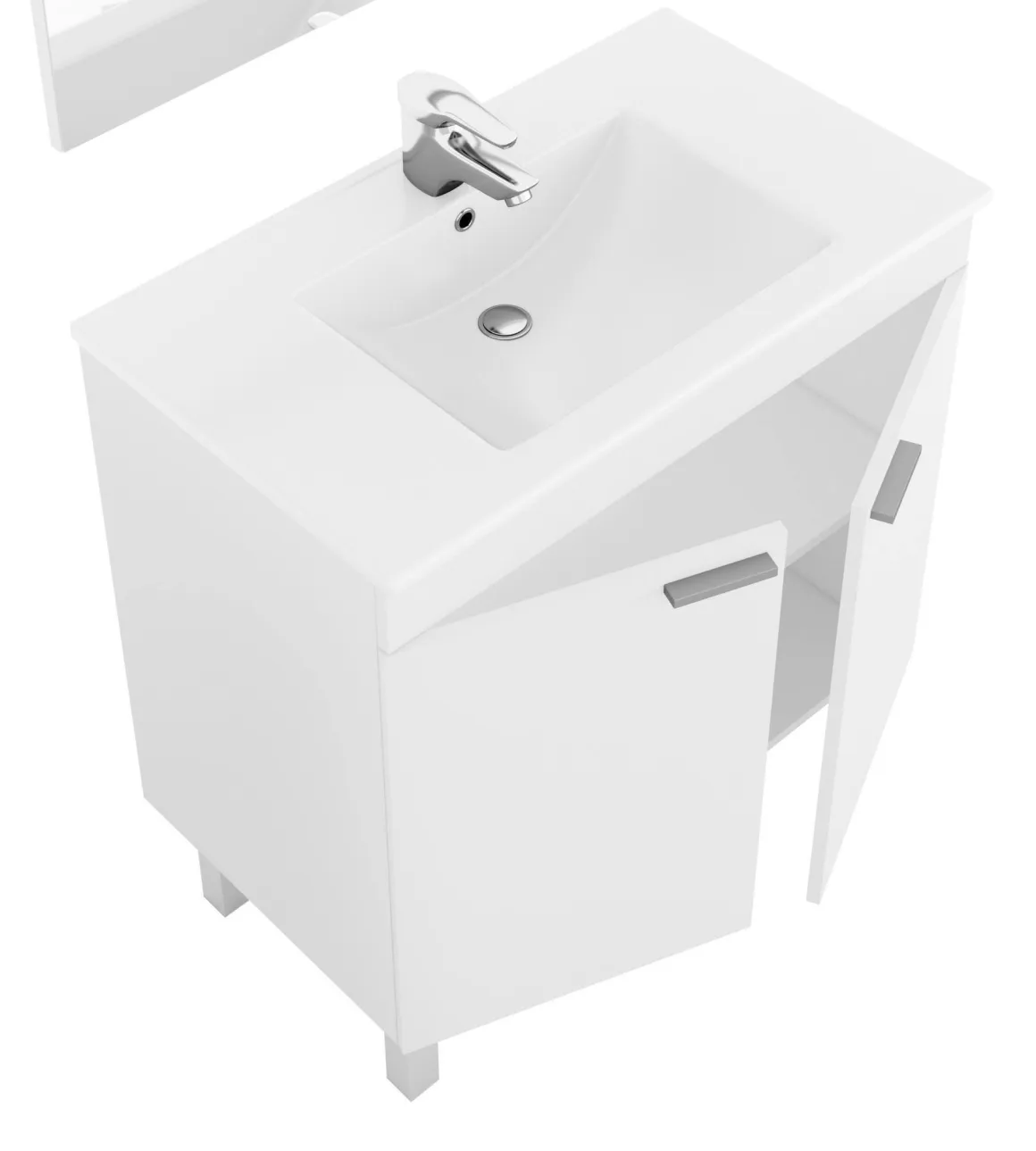 Mobile bagno classico con specchio 2 ante 80x80x45h cm bianco - Alakin