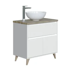Bagno|Mobili Sottolavabo > Dmora Mobile bagno moderno 3 cassetti 80x86x45h cm - Elleboro Bianco Lucido