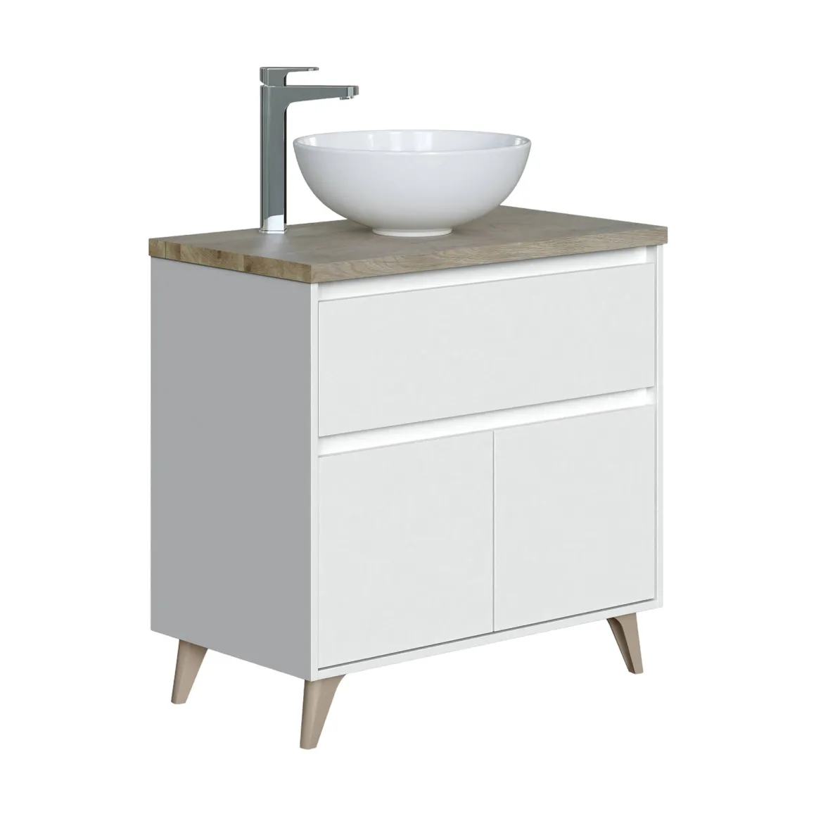 Bagno|Mobili Sottolavabo > Dmora Mobile bagno moderno 3 cassetti 80x86x45h cm - Elleboro Bianco Lucido