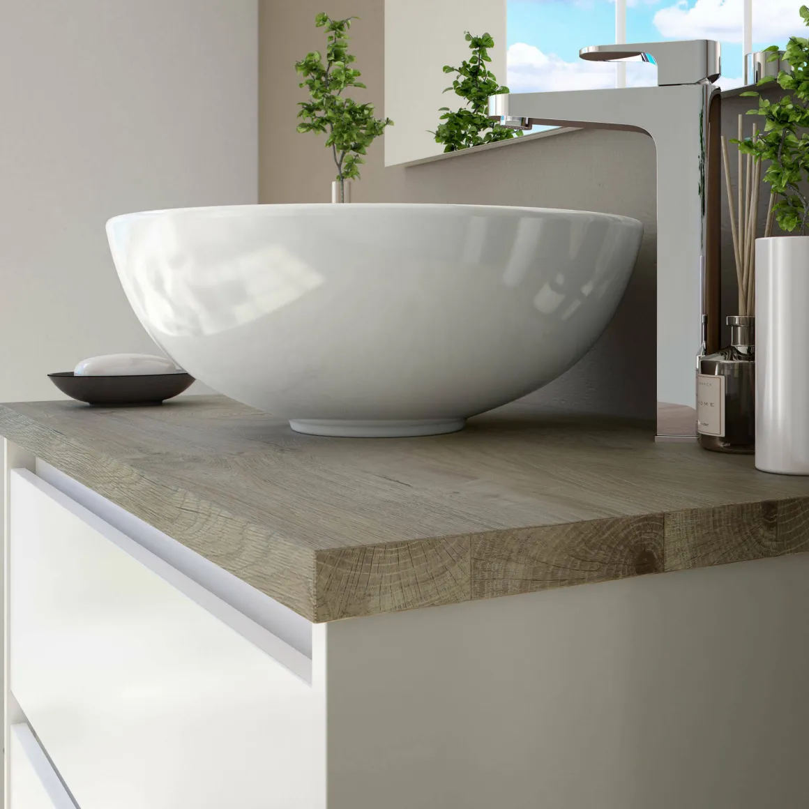 Bagno|Mobili Sottolavabo > Dmora Mobile bagno moderno 3 cassetti 80x86x45h cm - Elleboro Bianco Lucido