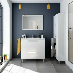 Mobile bagno resistente 2 cassetti 80x80x45h cm bianco lucido - Abel
