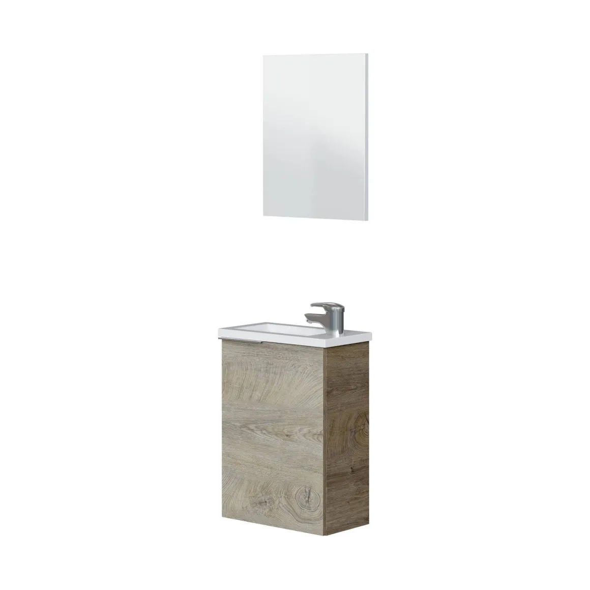 Bagno|Mobili Sottolavabo > Dmora Mobile bagno sospeso con specchio 60x57x45h cm rovere - Affa Marrone Rovere