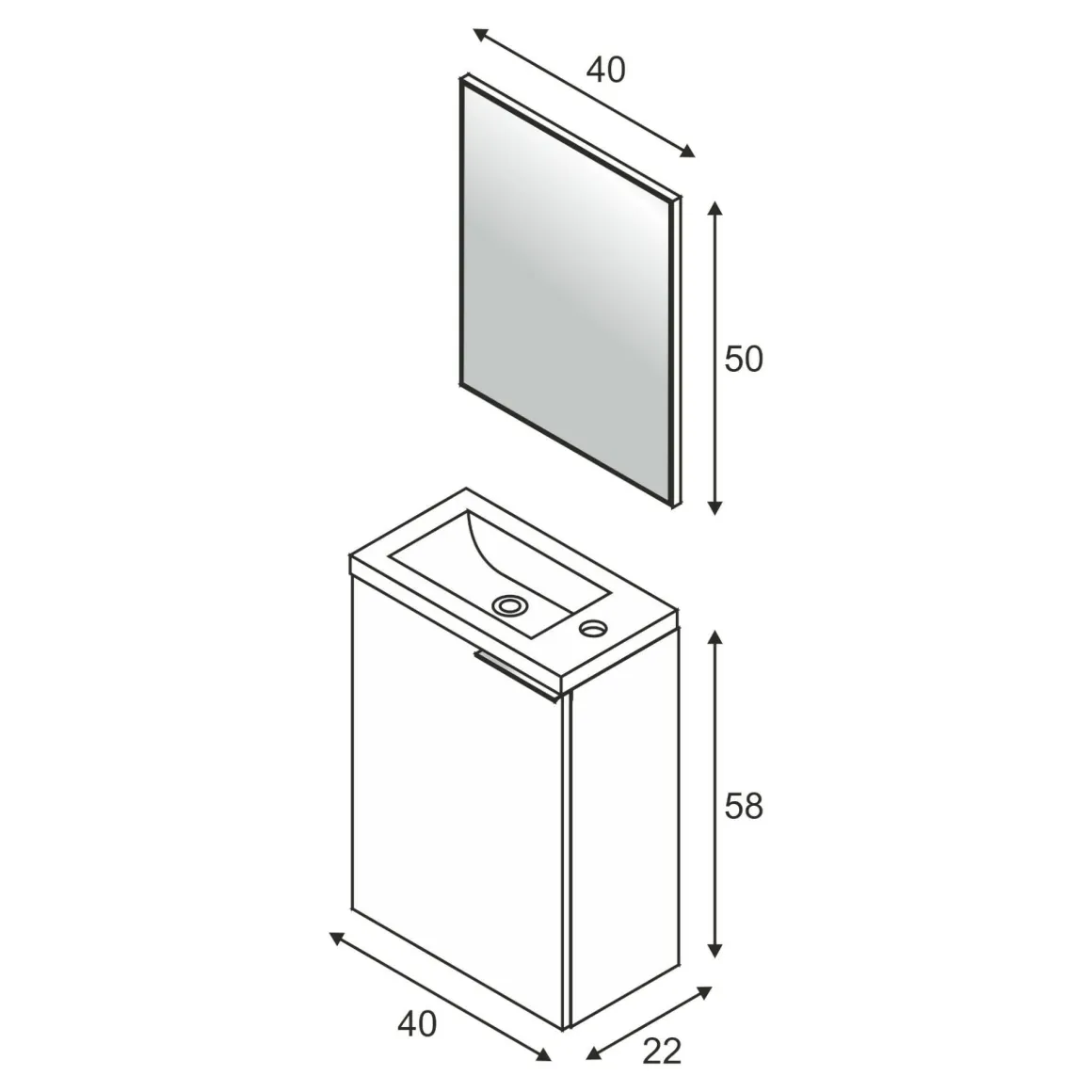 Bagno|Mobili Sottolavabo > Dmora Mobile bagno sospeso con specchio 60x57x45h cm rovere - Affa Marrone Rovere