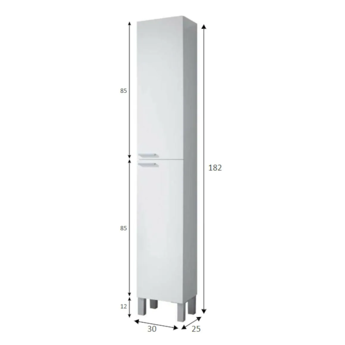 Mobile colonna bagno classico 2 ante 30x182h cm bianco lucido - Ark