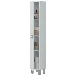 Mobile Colonna Bianco Lucido Grigio 3 Ripiani 2 Ante 30x25x182h cm, Reversibile - Nin