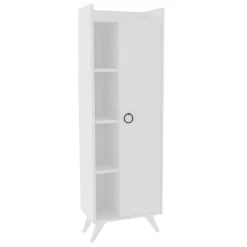 Mobile Colonna Bianco 3 Ripiani Un'anta 50x32x140h cm, 4 Vani - Forchia