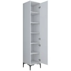 Mobili Colonna > Dmora Mobile Colonna 5 Ripiani 2 Ante 40x40x199h cm, 6 Vani - Dumenza Bianco