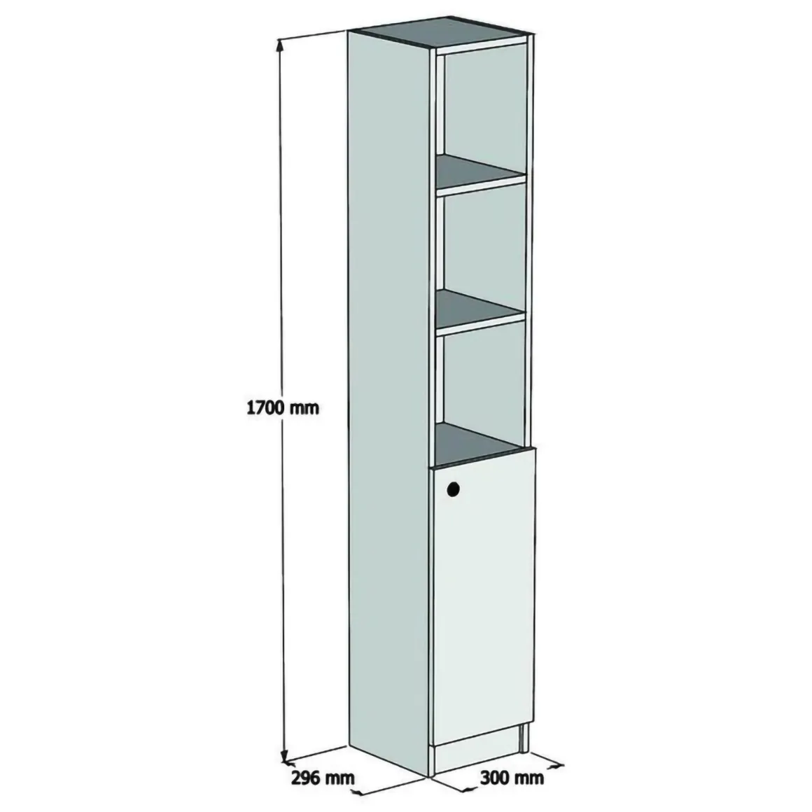 Mobile Colonna Marrone Rovere 3 Ripiani Un'anta 30x30x170h cm, 5 Vani - Leuca