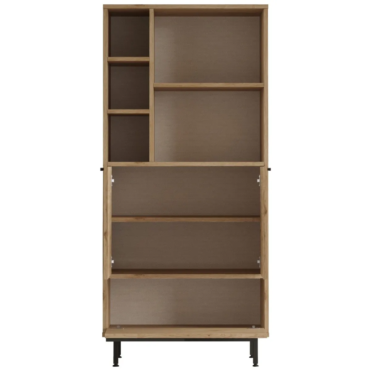 Mobili Colonna > Dmora Mobile Colonna 4 Ripiani 3 Ante 75x36x162h cm, 8 Vani - Fermana Marrone Rovere