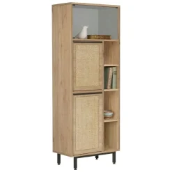 Mobili Colonna > Dmora Mobile Colonna Colore Ante Marrone Sfumatura Colore Struttura Rovere 96x209x48h cm, Sfumatura Colore Ante Rovere - Canosio Marrone Rovere