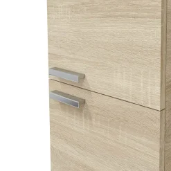Mobile Colonna Marrone Rovere Grigio 3 Ripiani 2 Ante 30x25x182h cm, Reversibile - Nin