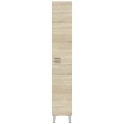 Mobile Colonna Marrone Rovere Grigio 3 Ripiani 2 Ante 30x25x182h cm, Reversibile - Nin