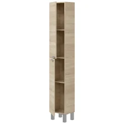 Mobile Colonna Marrone Rovere Grigio 3 Ripiani 2 Ante 30x25x182h cm, Reversibile - Nin