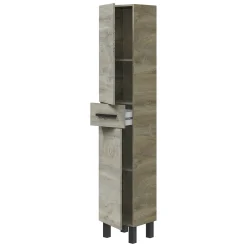 Mobili Colonna > Dmora Mobile Colonna Marrone Rovere Nero Antracite 3 Ripiani Un'anta 162x34x38h cm, 4 Vani - Sabaudia Nero Antracite, Marrone Rovere