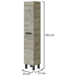 Mobili Colonna > Dmora Mobile Colonna Marrone Rovere Nero Antracite 3 Ripiani Un'anta 162x34x38h cm, 4 Vani - Sabaudia Nero Antracite, Marrone Rovere