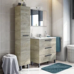 Mobili Colonna > Dmora Mobile Colonna Marrone Rovere Nero Antracite 3 Ripiani Un'anta 162x34x38h cm, 4 Vani - Sabaudia Nero Antracite, Marrone Rovere