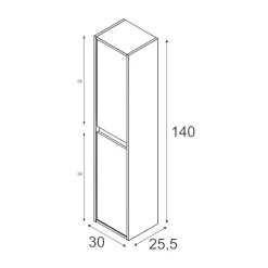 Mobile colonna sospeso 2 ante 30x140h cm quercia - Aladin