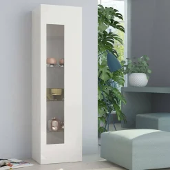 Vetrine|Cucina > Dmora Mobile colonna vetrina 45x34x162h cm - Adatka Bianco Lucido