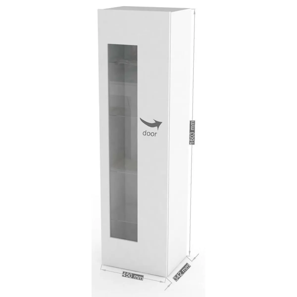 Vetrine|Cucina > Dmora Mobile colonna vetrina 45x34x162h cm - Adatka Bianco Lucido