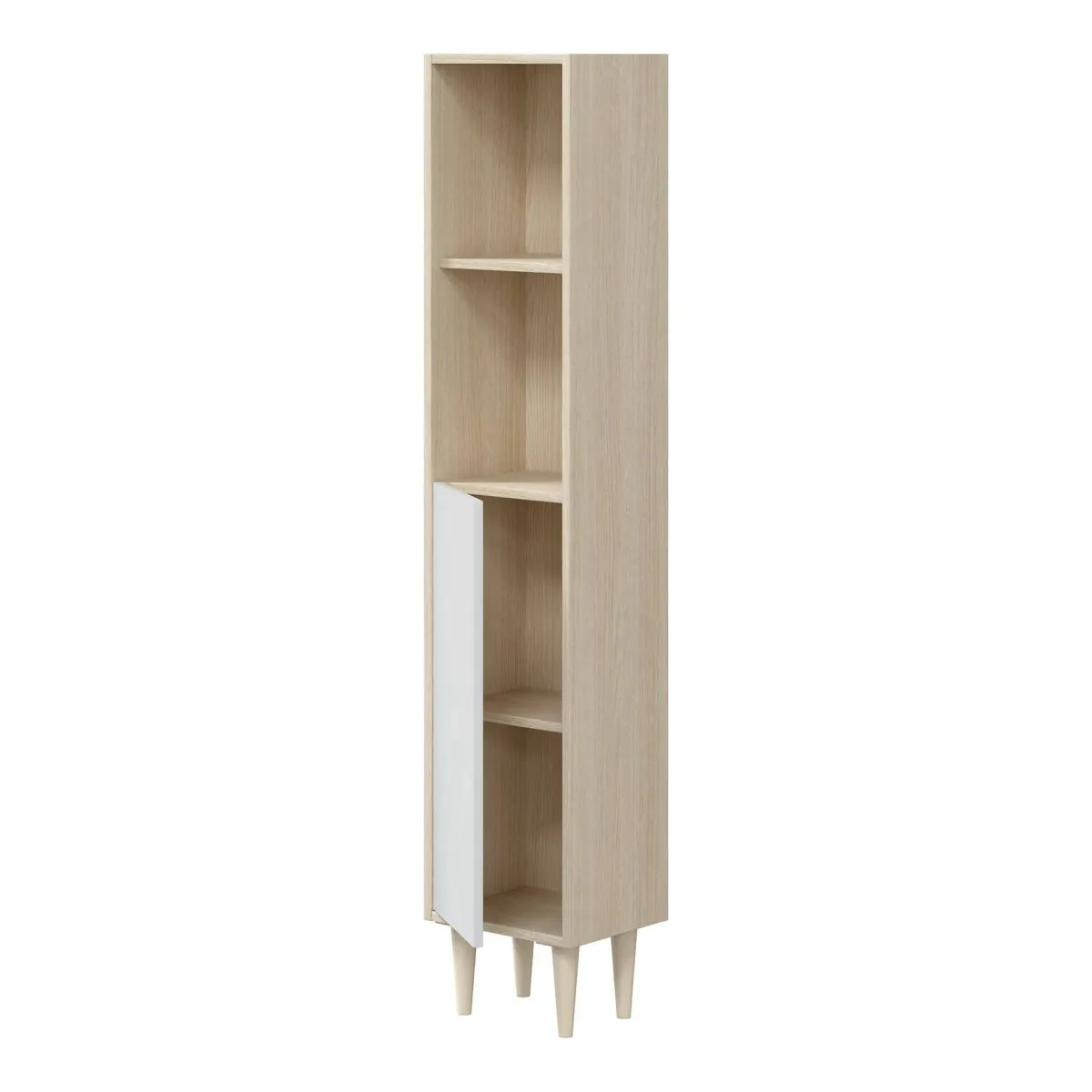 Mobili Colonna|Bagno > Dmora Mobile colonna 30x150h cm rovere e bianco lucido - Lazzarina Bianco Lucido, Marrone Rovere
