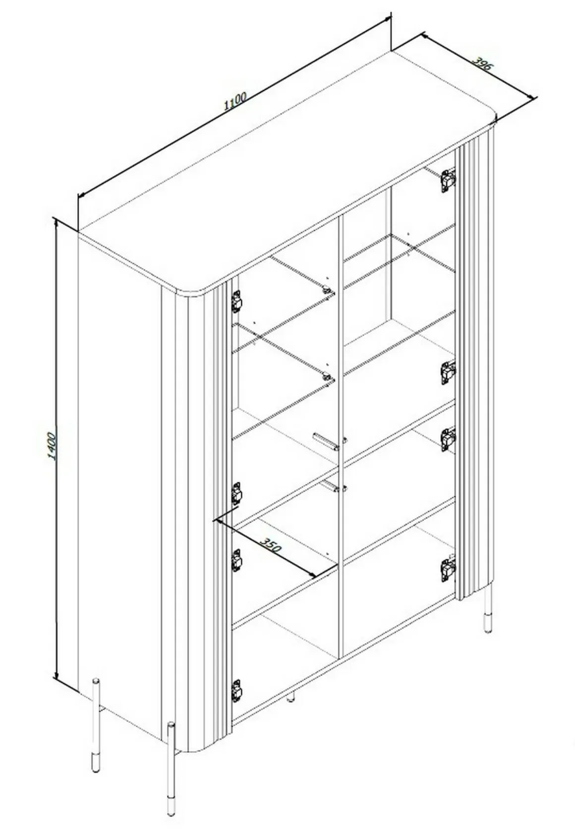 Vetrine > Dmora Mobile con vetrina 2 ante 78x32x199h cm - Lazio Bianco