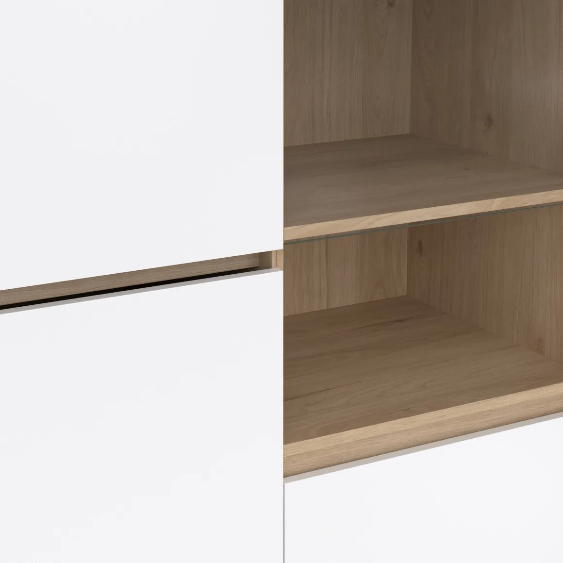 Mobile con vetrina 3 ante 100x48x170h cm rovere e bianco lucido - Reykjavik