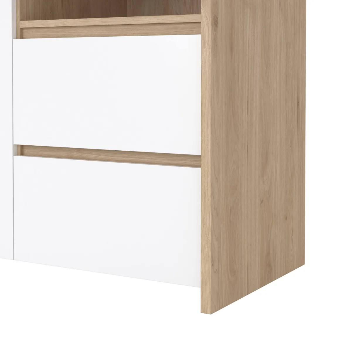 Mobile con vetrina 3 ante 100x48x170h cm rovere e bianco lucido - Reykjavik