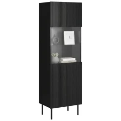 Mobile con vetrina cannettato 59x42x182h cm nero - Luzzana