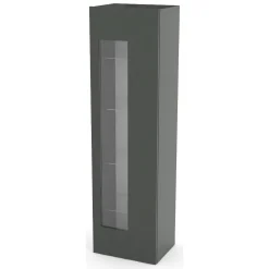 Vetrine|Cucina > Dmora Mobile con vetrina elegante 45x34x162h cm antracite lucido - Adatka Nero Antracite lucido