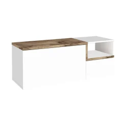 Mobili Da Ingresso|Ingresso > Dmora Mobile da ingresso 2 ante bianco lucido e acero 120x54h cm - Aska Marrone Acero, Bianco Lucido
