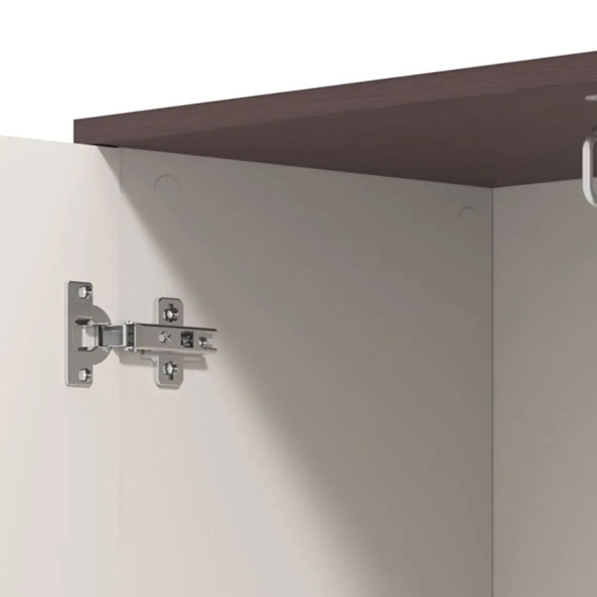 Mobile da Ingresso Bianco Crema Marrone Noce Specchio Incluso 4 Ripiani 116x35x197h cm, Appendiabiti - Raroto