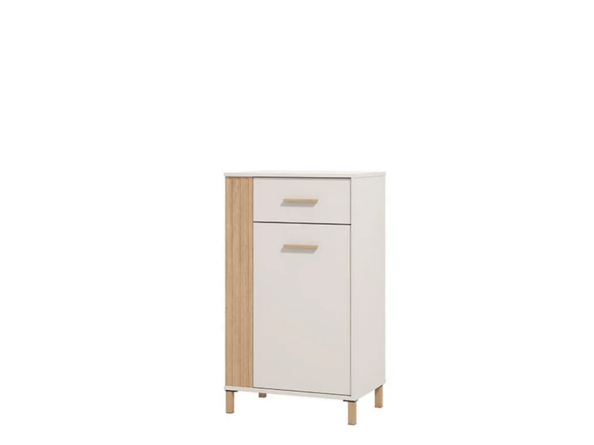Mobile da Ingresso Bianco Crema Marrone un Cassetto 2 Ripiani 59.5x40x103h cm, Un'anta - Carducci