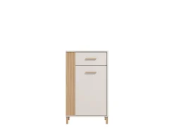 Mobile da Ingresso Bianco Crema Marrone un Cassetto 2 Ripiani 59.5x40x103h cm, Un'anta - Carducci