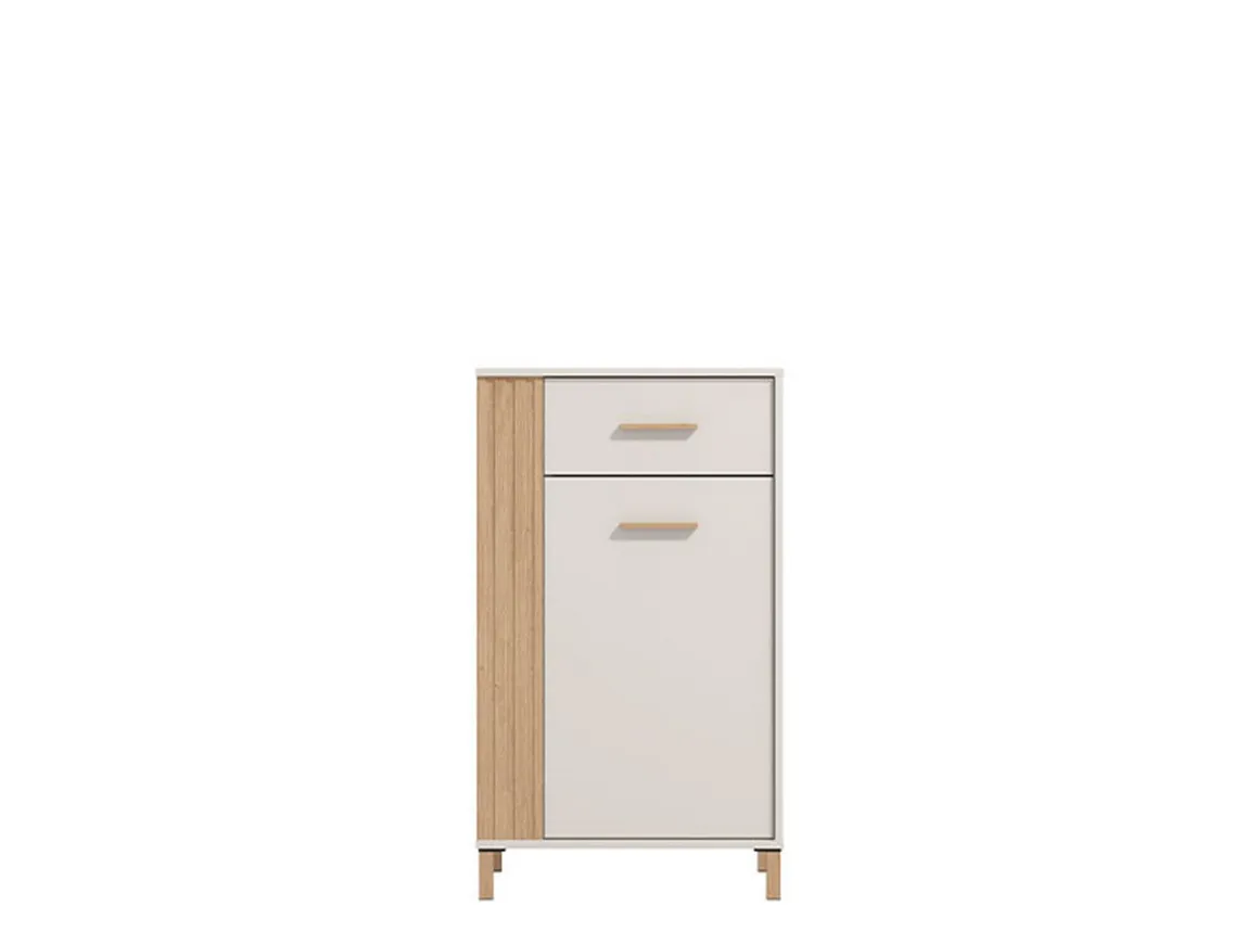 Mobile da Ingresso Bianco Crema Marrone un Cassetto 2 Ripiani 59.5x40x103h cm, Un'anta - Carducci