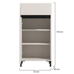 Mobile da Ingresso Bianco Crema Nero un Cassetto 2 Ripiani 54.5x40x109.5h cm, Un'anta - Pollenza