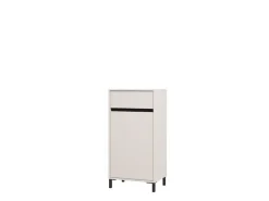 Mobile da Ingresso Bianco Crema Nero un Cassetto 2 Ripiani 54.5x40x109.5h cm, Un'anta - Pollenza