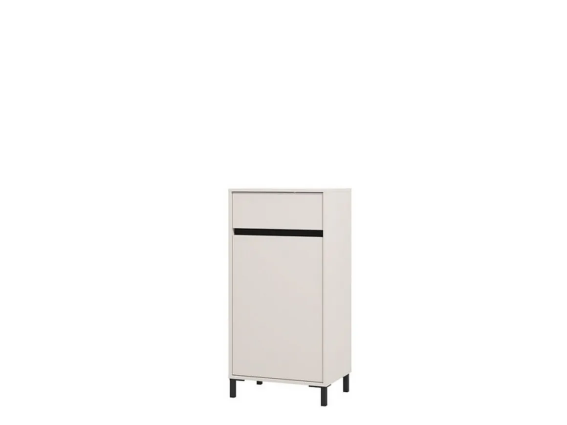 Mobile da Ingresso Bianco Crema Nero un Cassetto 2 Ripiani 54.5x40x109.5h cm, Un'anta - Pollenza
