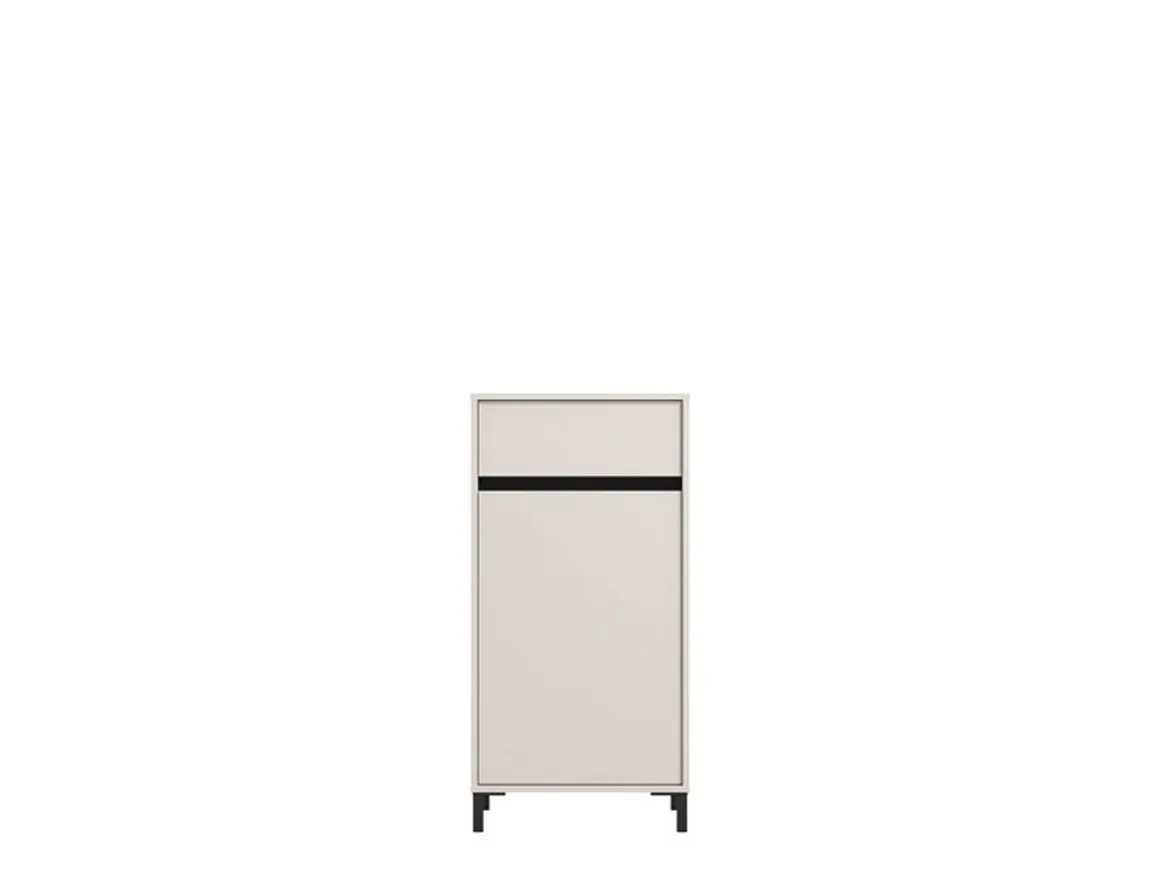 Mobile da Ingresso Bianco Crema Nero un Cassetto 2 Ripiani 54.5x40x109.5h cm, Un'anta - Pollenza