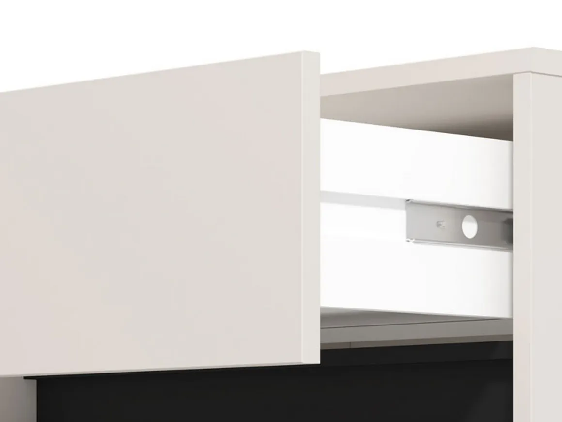 Mobile da Ingresso Bianco Crema Nero un Cassetto 2 Ripiani 54.5x40x109.5h cm, Un'anta - Pollenza