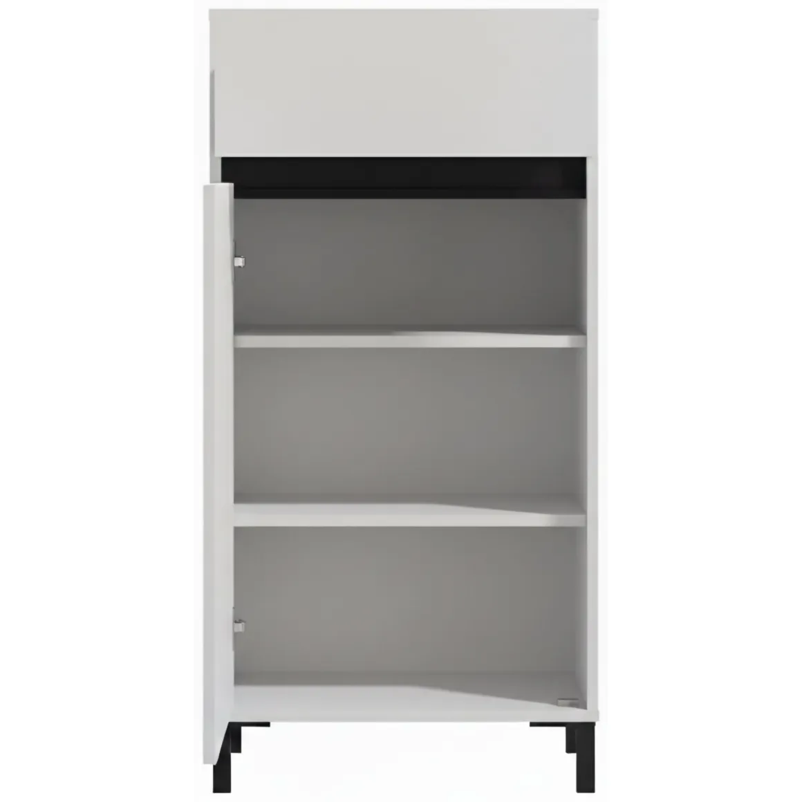 Mobile da Ingresso Bianco Crema Nero un Cassetto 2 Ripiani 54.5x40x109.5h cm, Un'anta - Pollenza