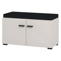Mobile da Ingresso Bianco Crema Nero un Ripiano 2 Ante 77x35x40.5h cm, 2 Vani - Druento
