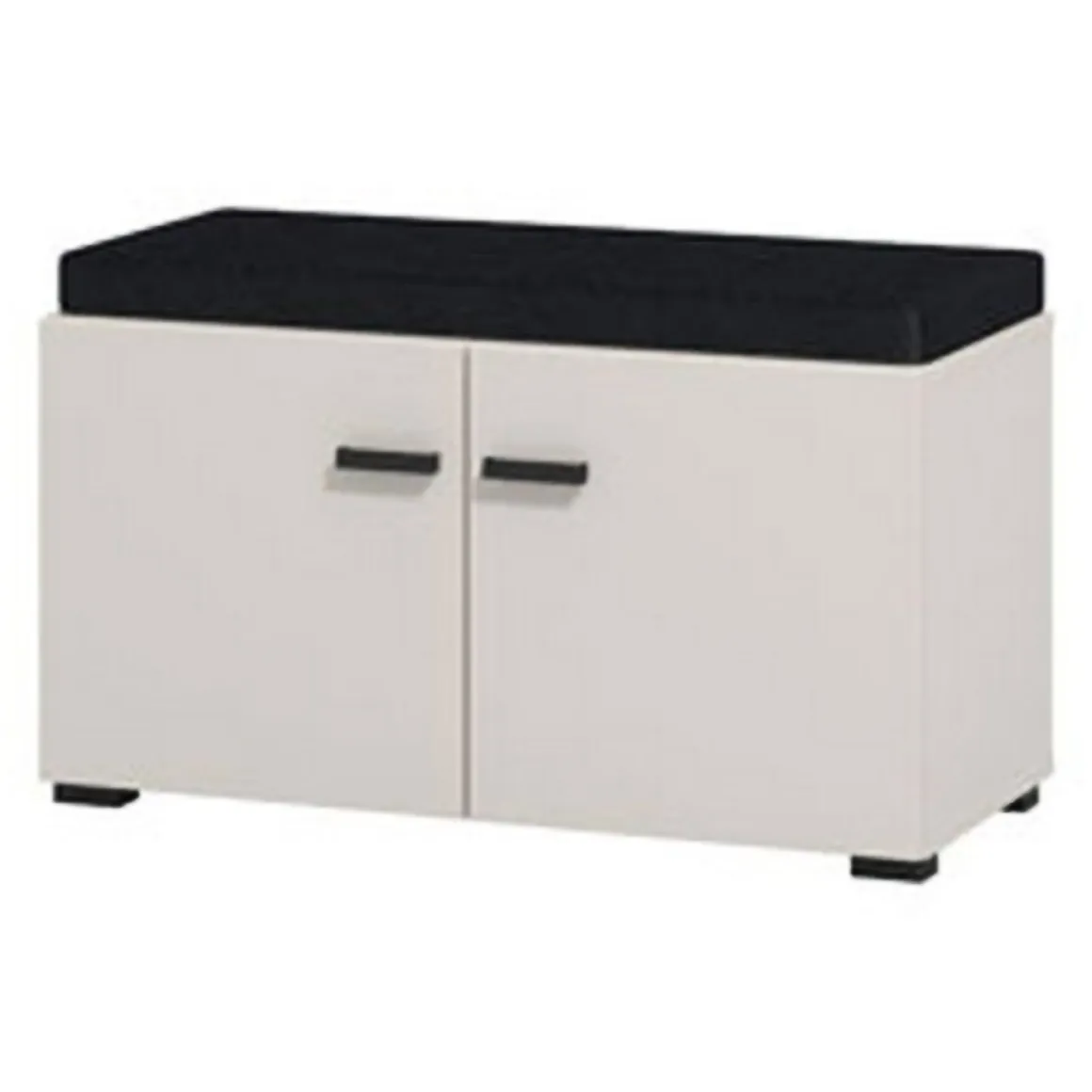 Mobile da Ingresso Bianco Crema Nero un Ripiano 2 Ante 77x35x40.5h cm, 2 Vani - Druento
