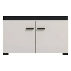 Mobile da Ingresso Bianco Crema Nero un Ripiano 2 Ante 77x35x40.5h cm, 2 Vani - Druento