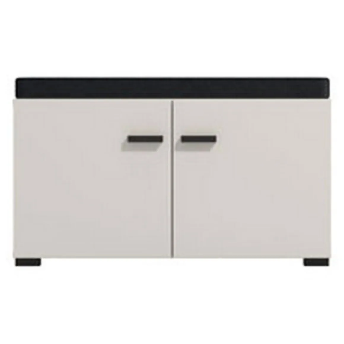 Mobile da Ingresso Bianco Crema Nero un Ripiano 2 Ante 77x35x40.5h cm, 2 Vani - Druento