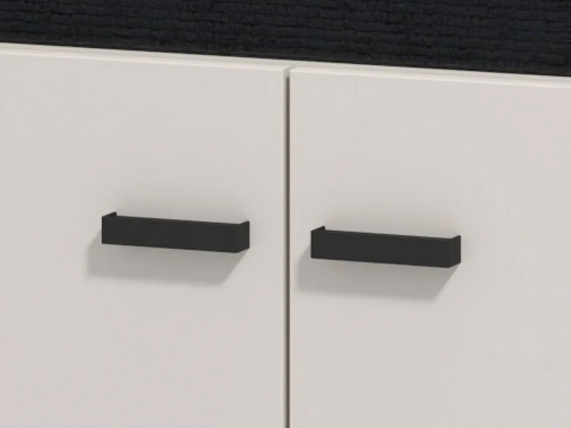 Mobile da Ingresso Bianco Crema Nero un Ripiano 2 Ante 77x35x40.5h cm, 2 Vani - Druento