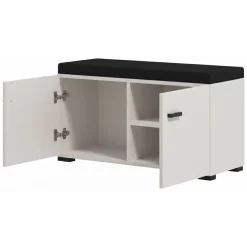 Mobile da Ingresso Bianco Crema Nero un Ripiano 2 Ante 77x35x40.5h cm, 2 Vani - Druento