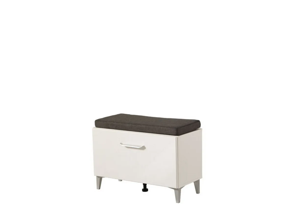Mobile da Ingresso Bianco Grigio Scuro un Ripiano Un'anta 74.5x35x53h cm, 2 Vani - Ceranesi